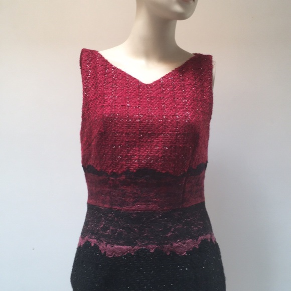 Host pick!🥰Like New❤️Talbot Runhof “Roxie” Tweed/Lace Dress 4 - Picture 4 of 8